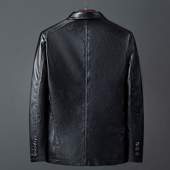 Arthur - Men's Two-Button Leather Blazer with Notch Lapels