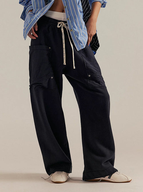 Athena - Women's Relaxed Cargo Pants with Drawstring Waist