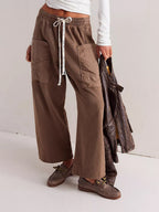 Athena - Women's Relaxed Cargo Pants with Drawstring Waist