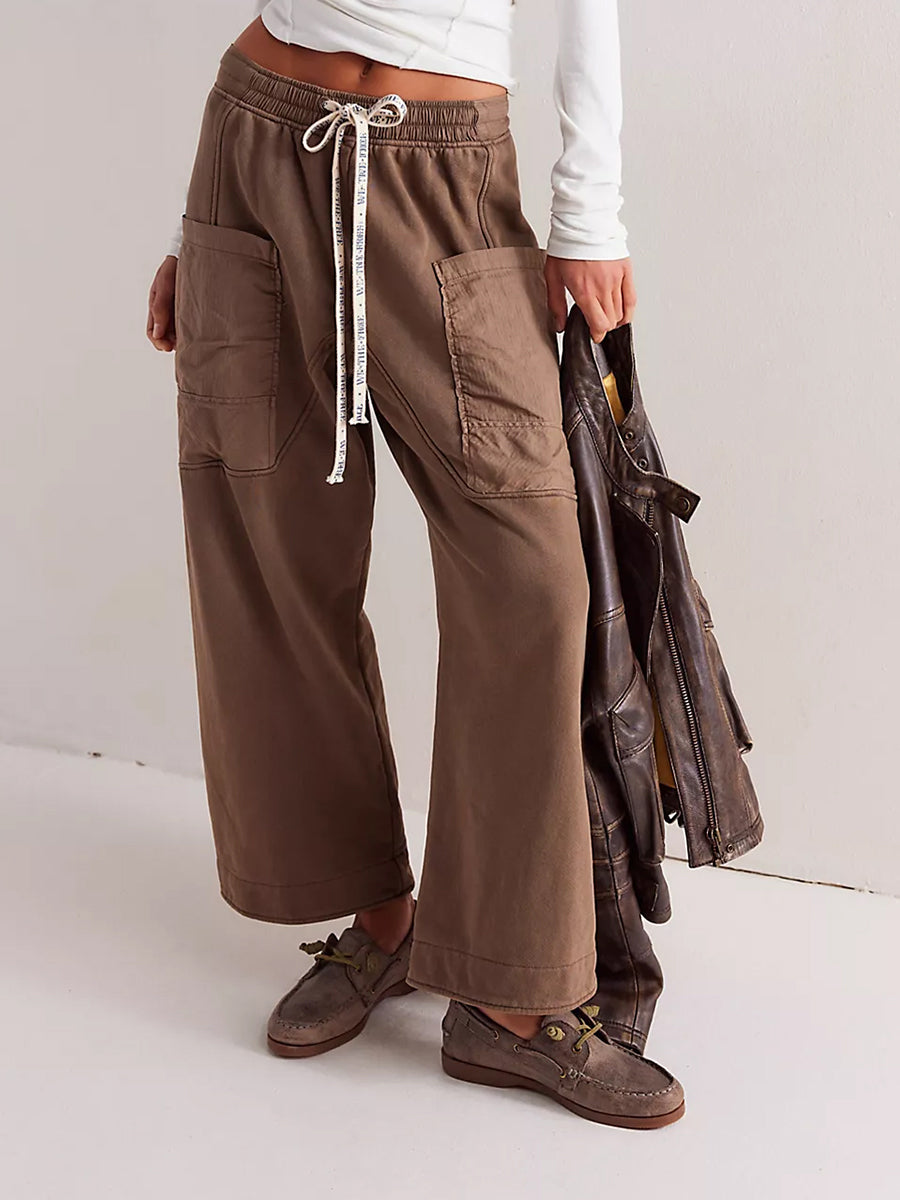 Athena - Women's Relaxed Cargo Pants with Drawstring Waist