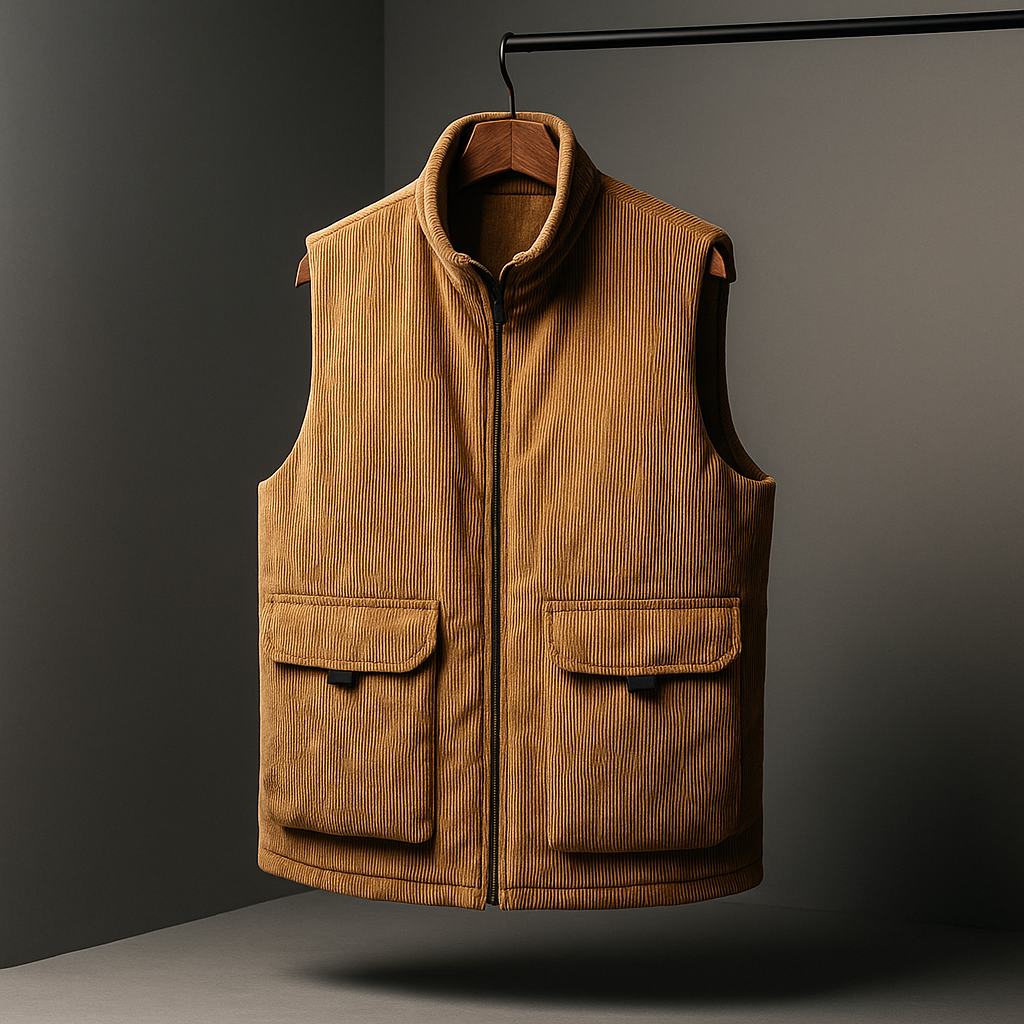 Axel - Men's Quilted Corduroy Vest with Utility Pockets