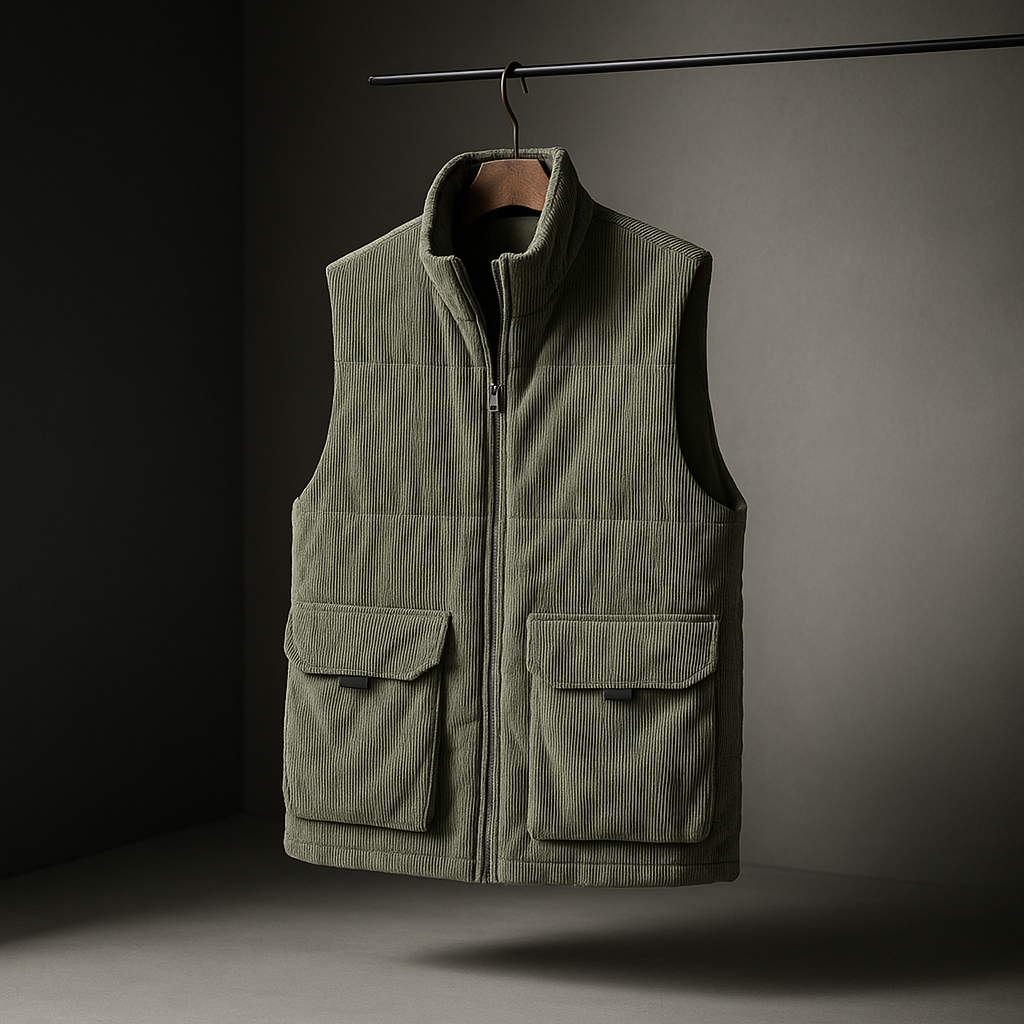 Axel - Men's Quilted Corduroy Vest with Utility Pockets