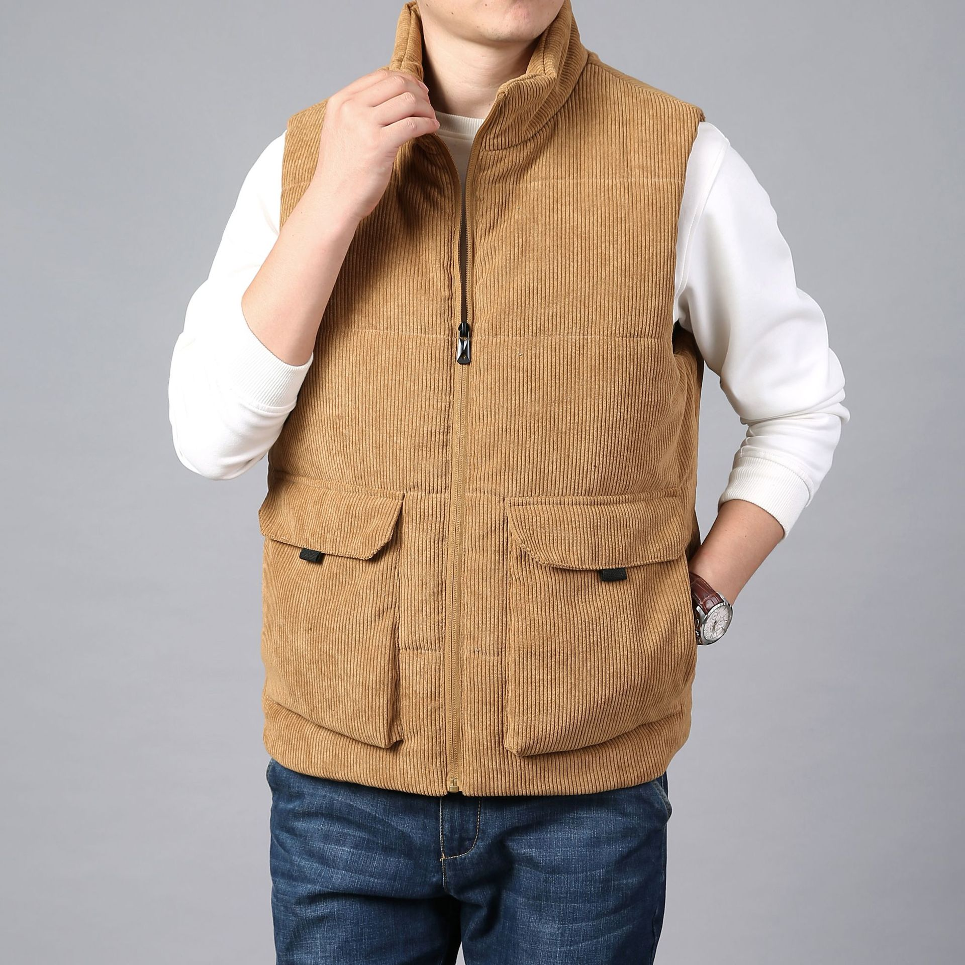 Axel - Men's Quilted Corduroy Vest with Utility Pockets