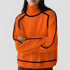 Azalea - Women's Contrast-Trim Mock Neck Pullover