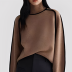 Azalea - Women's Contrast-Trim Mock Neck Pullover