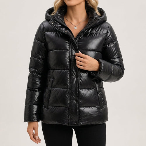 Beatrice - Women's High-Gloss Puffer Jacket with Quilted Channels