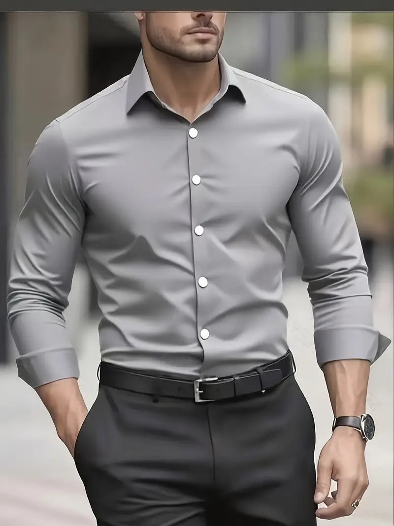 Beckham - Men's Slim-Fit Long-Sleeve Dress Shirt