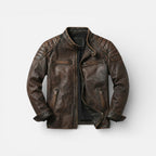 Bentley - Men's Leather Biker Jacket with Zip Front