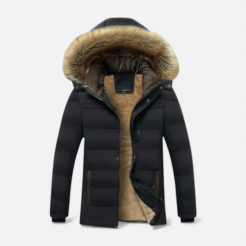 Brandon - Men's Quilted Parka with Faux Fur Hood