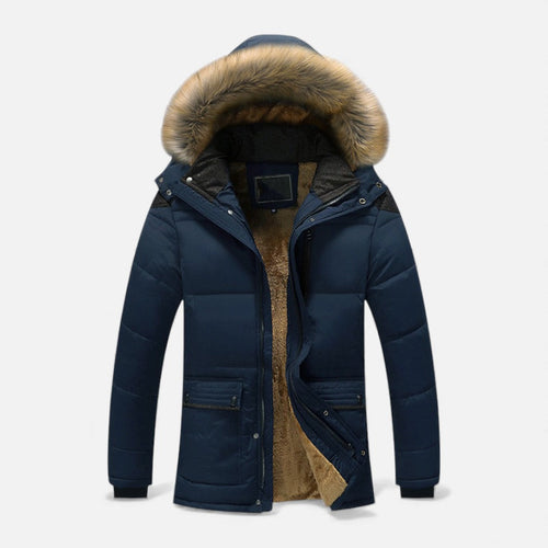 Brandon - Men's Quilted Parka with Faux Fur Hood