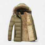 Brandon - Men's Quilted Parka with Faux Fur Hood