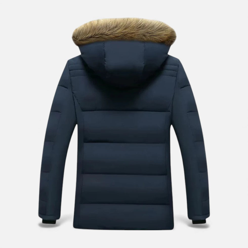 Brandon - Men's Quilted Parka with Faux Fur Hood