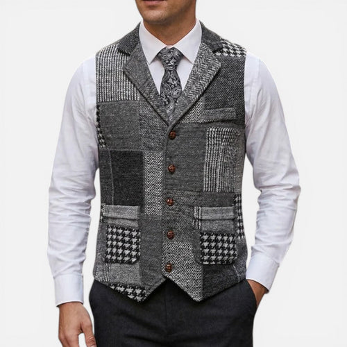 Braxton - Men's Wool-Blend Patchwork Vest