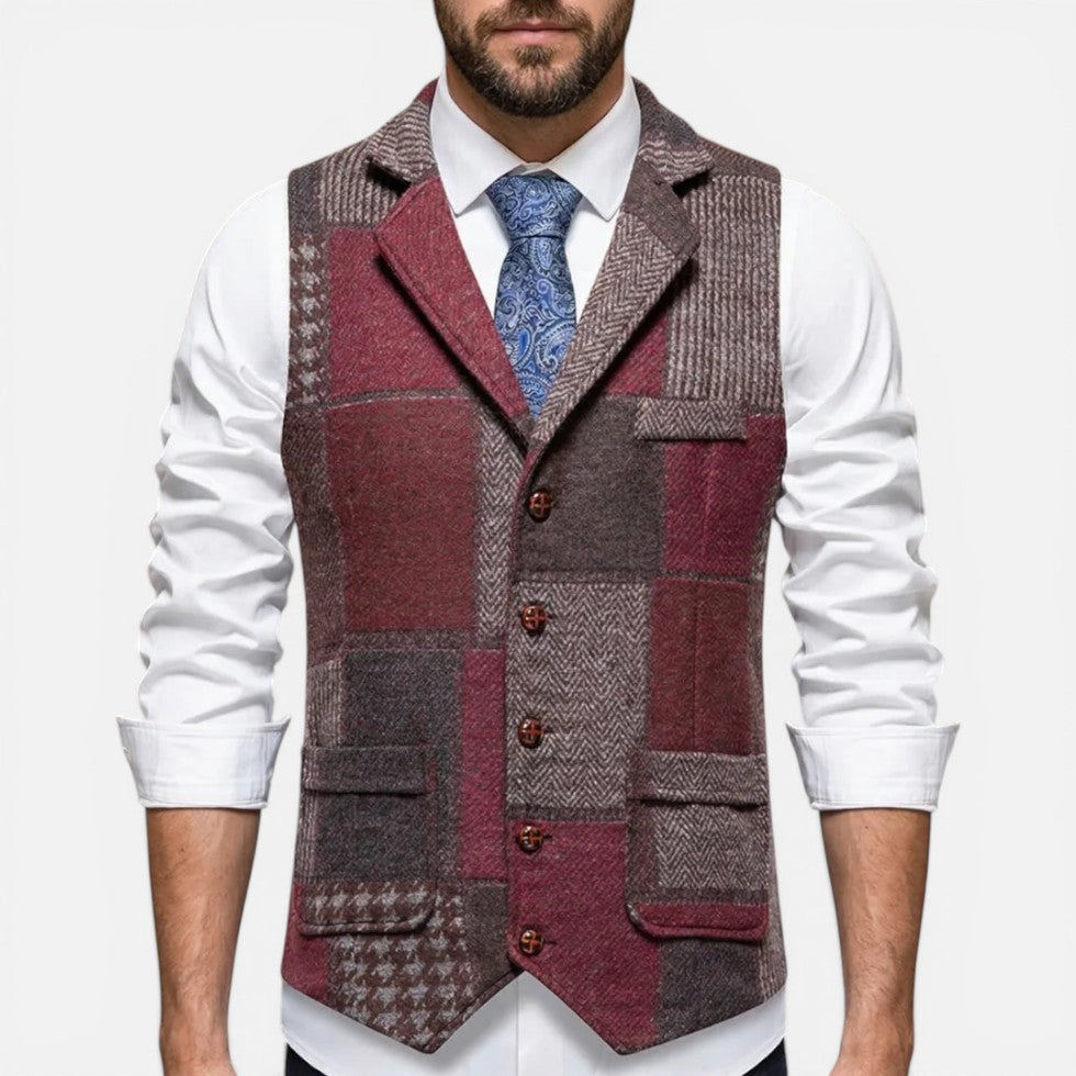 Braxton - Men's Wool-Blend Patchwork Vest