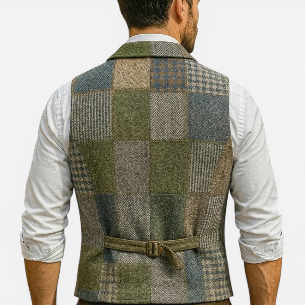 Braxton - Men's Wool-Blend Patchwork Vest