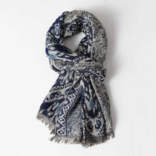 Brooklyn - Women's Woven Jacquard Scarf with Fringe