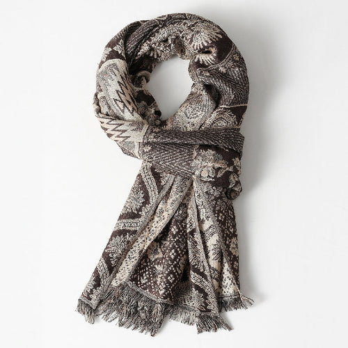 Brooklyn - Women's Woven Jacquard Scarf with Fringe
