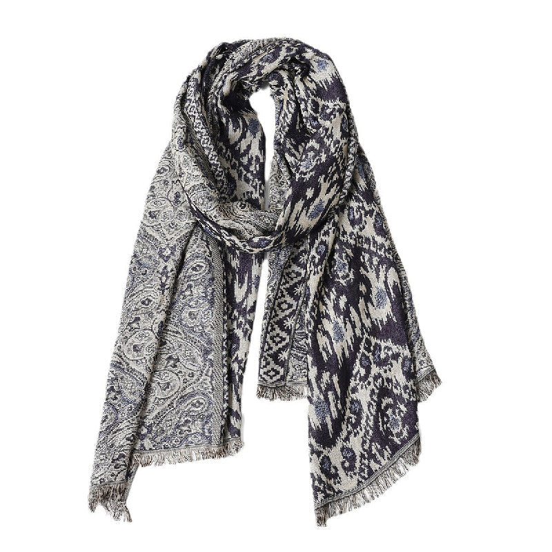 Brooklyn - Women's Woven Jacquard Scarf with Fringe