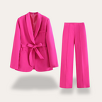 Cassandra - Women's Tie-Waist Blazer and Wide-Leg Trousers Set