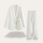 Cassandra - Women's Tie-Waist Blazer and Wide-Leg Trousers Set