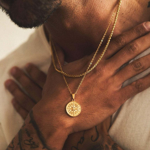 Cassian - Men's Nautical Compass Pendant Necklace