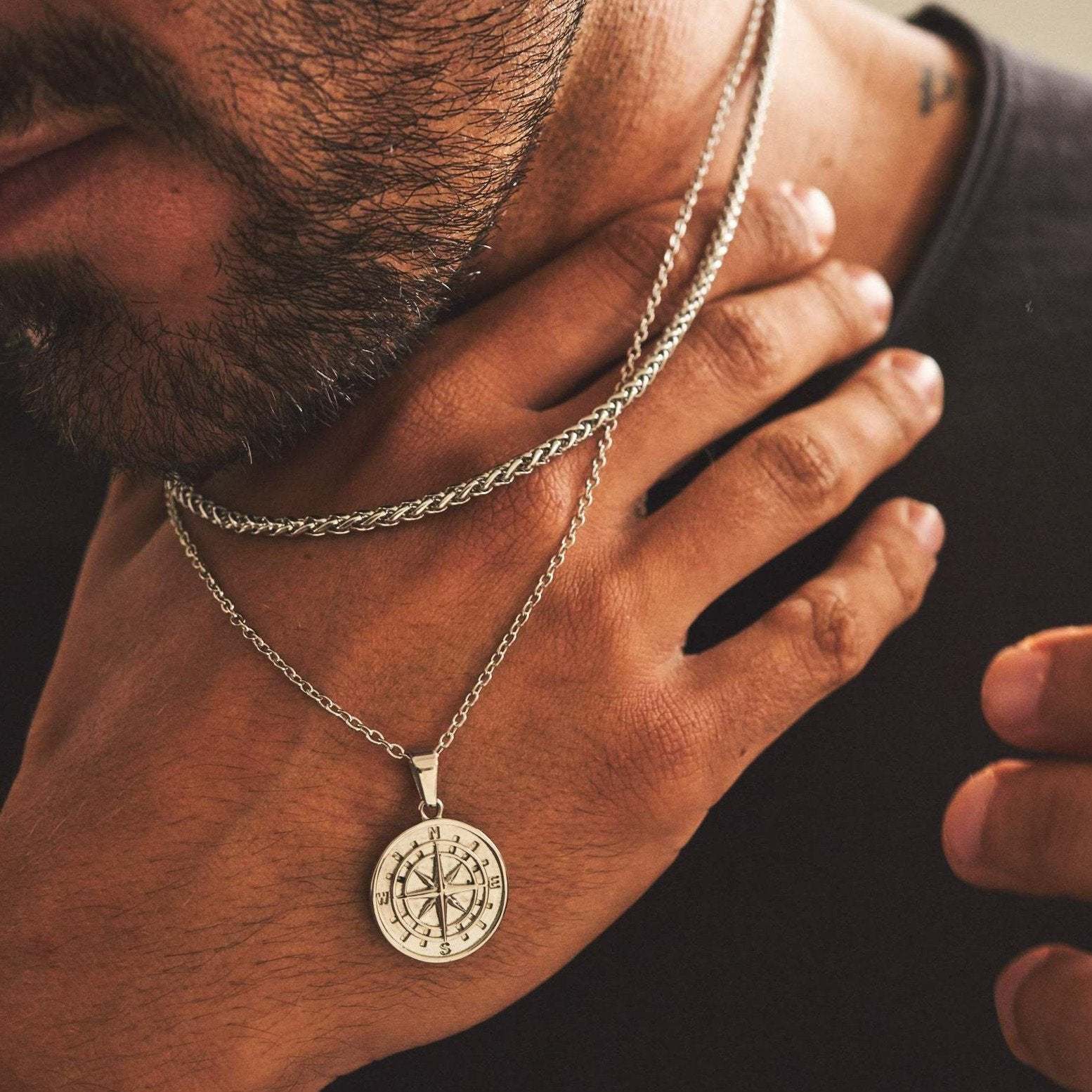 Cassian - Men's Nautical Compass Pendant Necklace