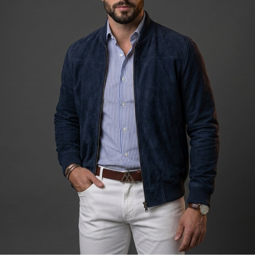 Cavell - Men's Suede-Look Bomber Jacket