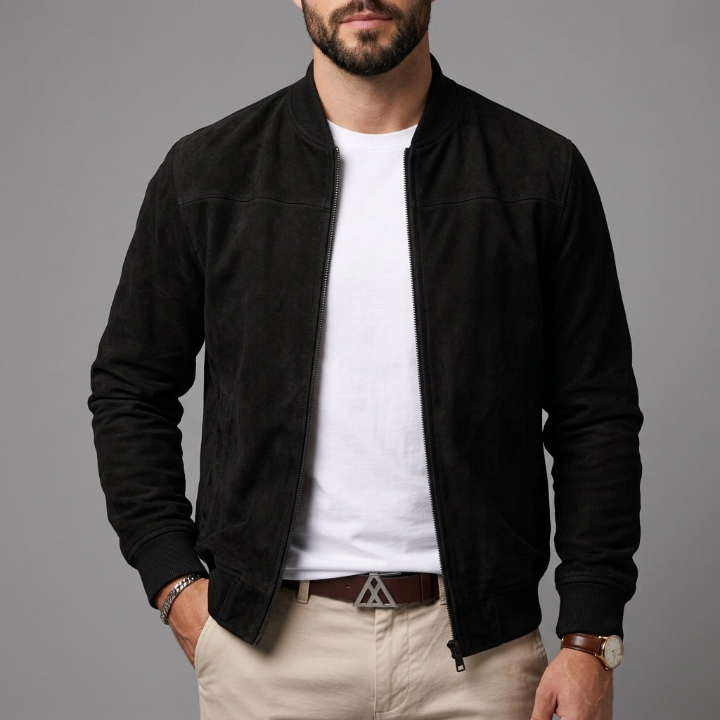 Cavell - Men's Suede-Look Bomber Jacket