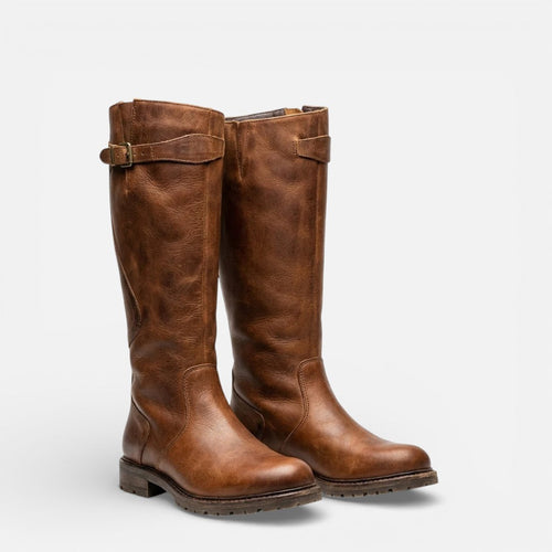 Cecilia - Women's Knee-High Riding Boots with Buckle Strap