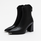 Cecilia - Women's Metal Toe Cap Block Heel Ankle Boots