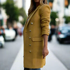 Celeste - Women's Double-Breasted Wool Coat with Metal Button Detail
