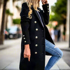 Celeste - Women's Double-Breasted Wool Coat with Metal Button Detail