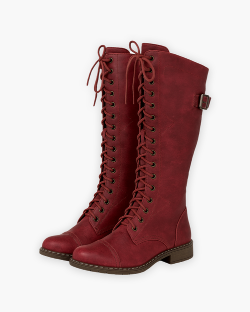 Celeste - Women's Lace-Up Knee-High Combat Boot