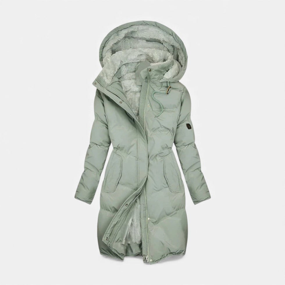 Claire - Women's Long Puffer Coat with Sherpa Lining