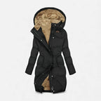 Claire - Women's Long Puffer Coat with Sherpa Lining