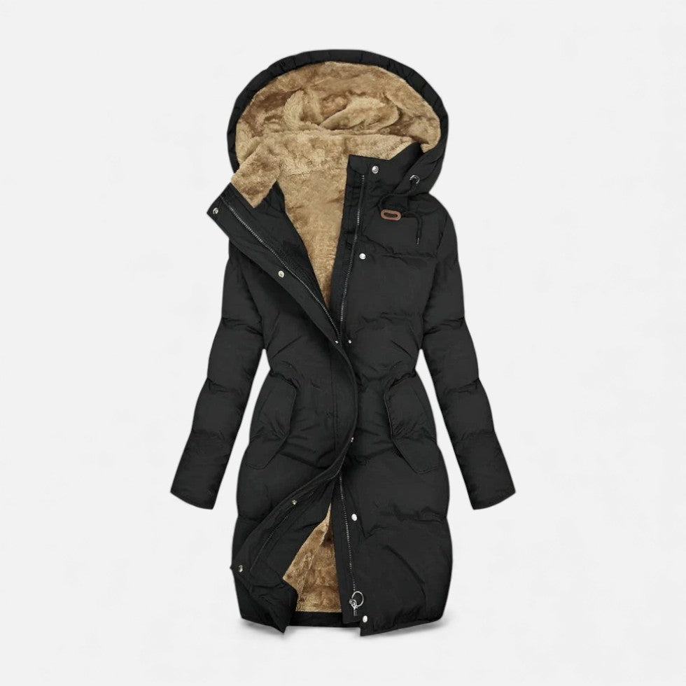 Claire - Women's Long Puffer Coat with Sherpa Lining