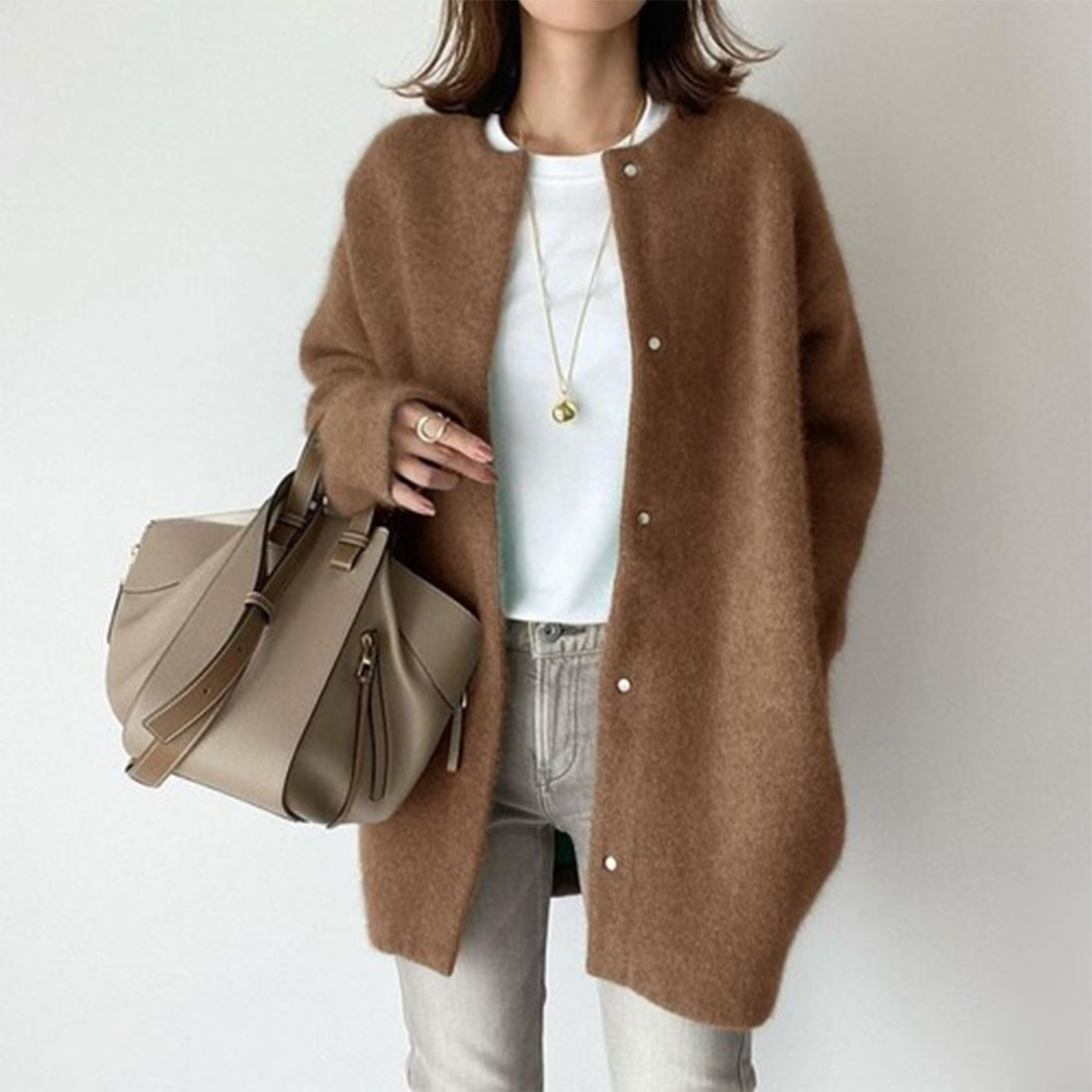 Colette - Women's Open-Front Cardigan with Pearl Buttons