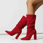 Constance - Women's Gathered Block-Heel Boots