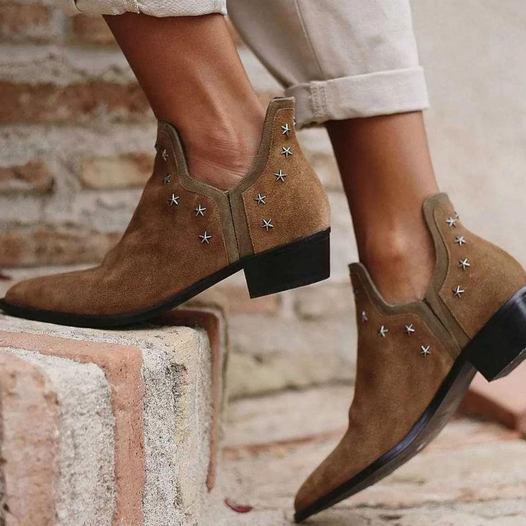 Cordelia - Women's Star-Stud Pointed-Toe Ankle Boots