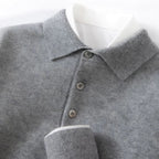 Cyril - Men's Collared Knit Sweater with Button Placket
