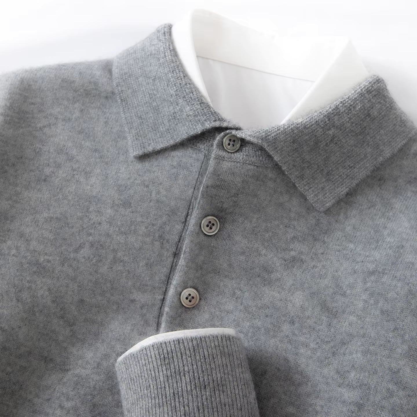 Cyril - Men's Collared Knit Sweater with Button Placket