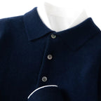 Cyril - Men's Collared Knit Sweater with Button Placket