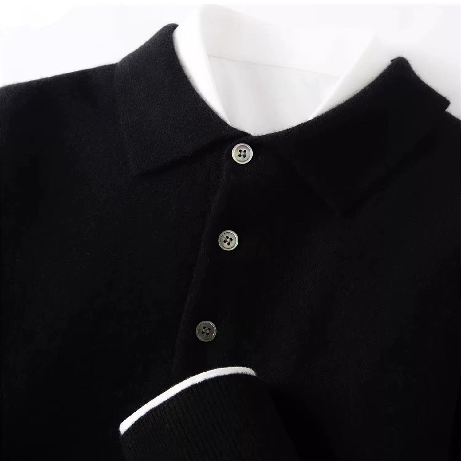 Cyril - Men's Collared Knit Sweater with Button Placket