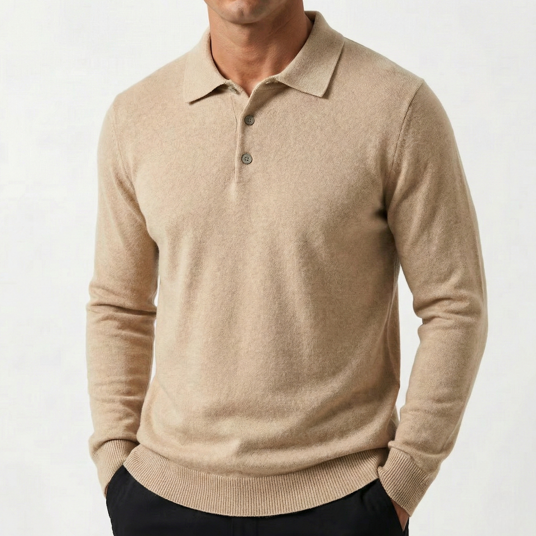 Cyril - Men's Collared Knit Sweater with Button Placket