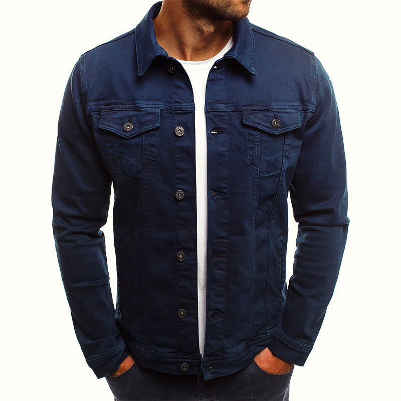 Daniel - Men's Button-Front Denim Jacket with Chest Pockets