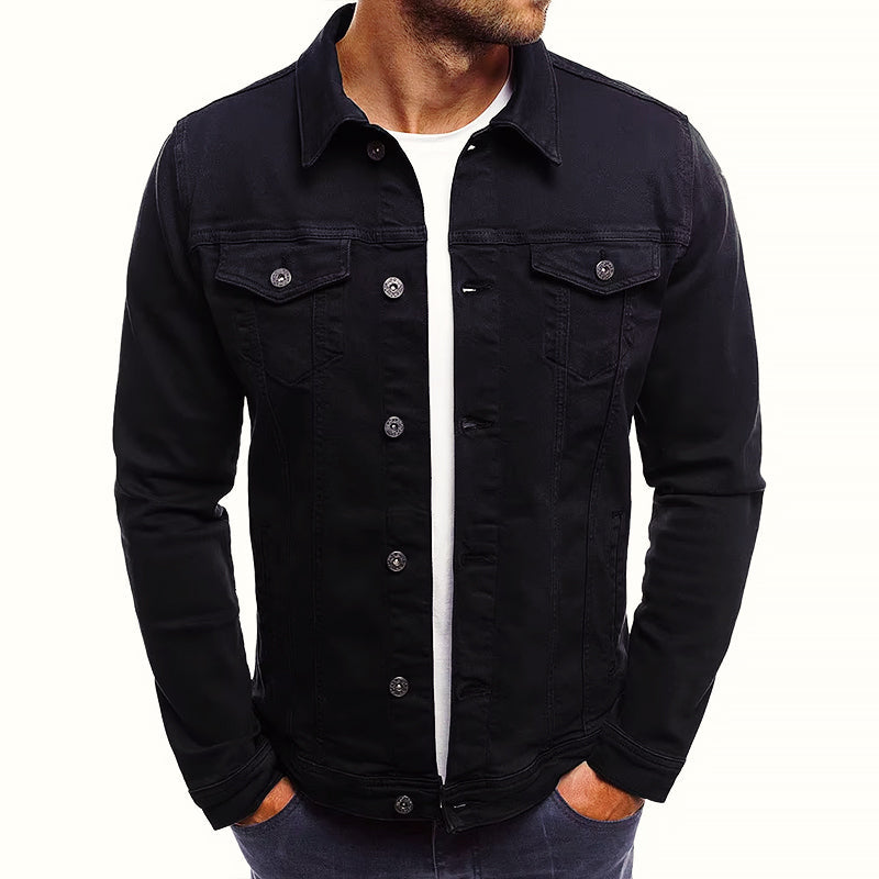 Daniel - Men's Button-Front Denim Jacket with Chest Pockets