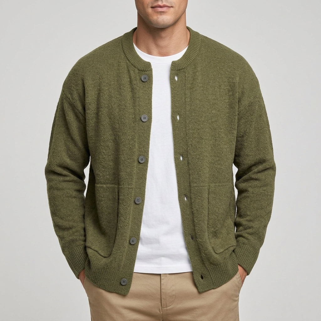 Daphne - Women's Crew-Neck Cardigan with Button Front