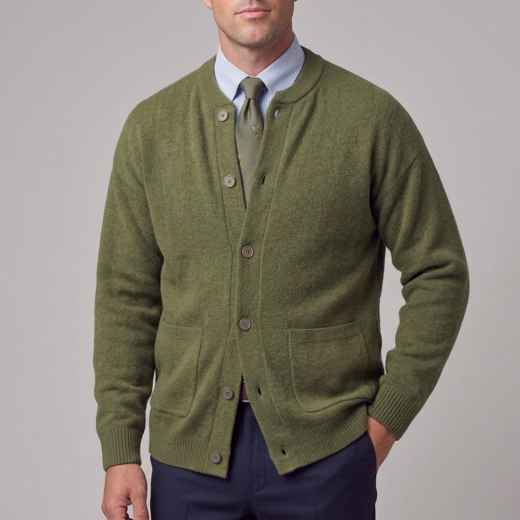 Daphne - Women's Crew-Neck Cardigan with Button Front