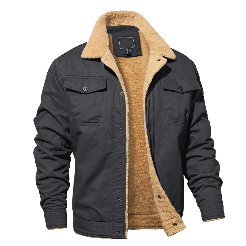 Dashawn - Men's Sherpa-Lined Cargo Jacket with Chest Pockets
