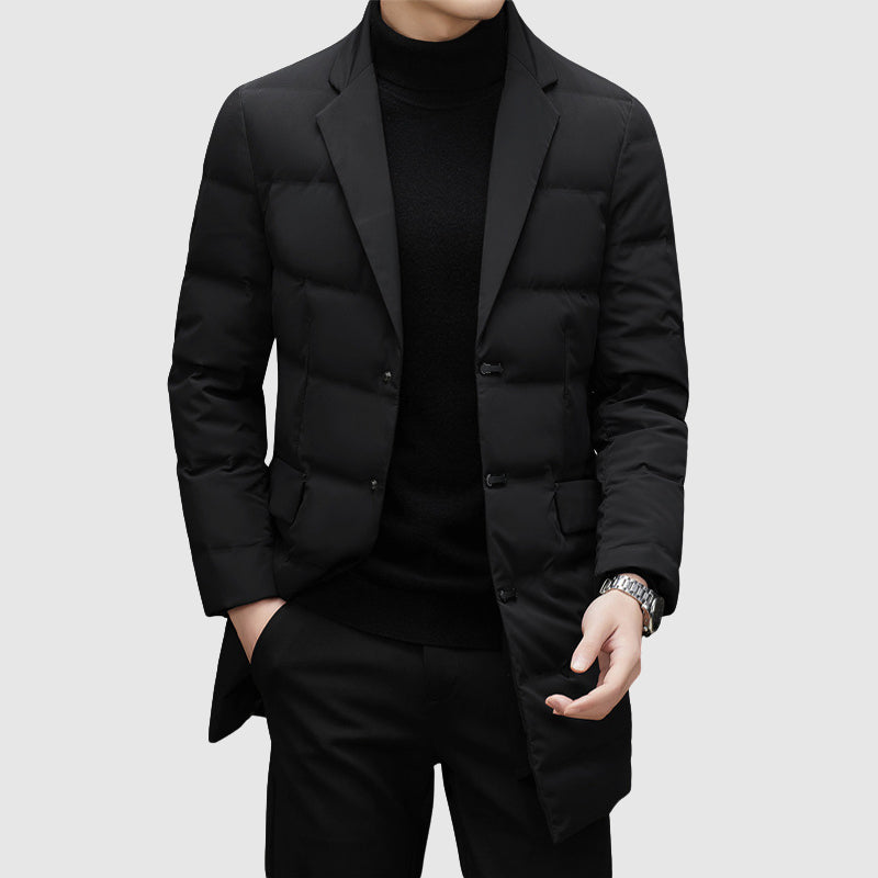 Dashiell - Men's Notch-Lapel Puffer Coat with Button Front